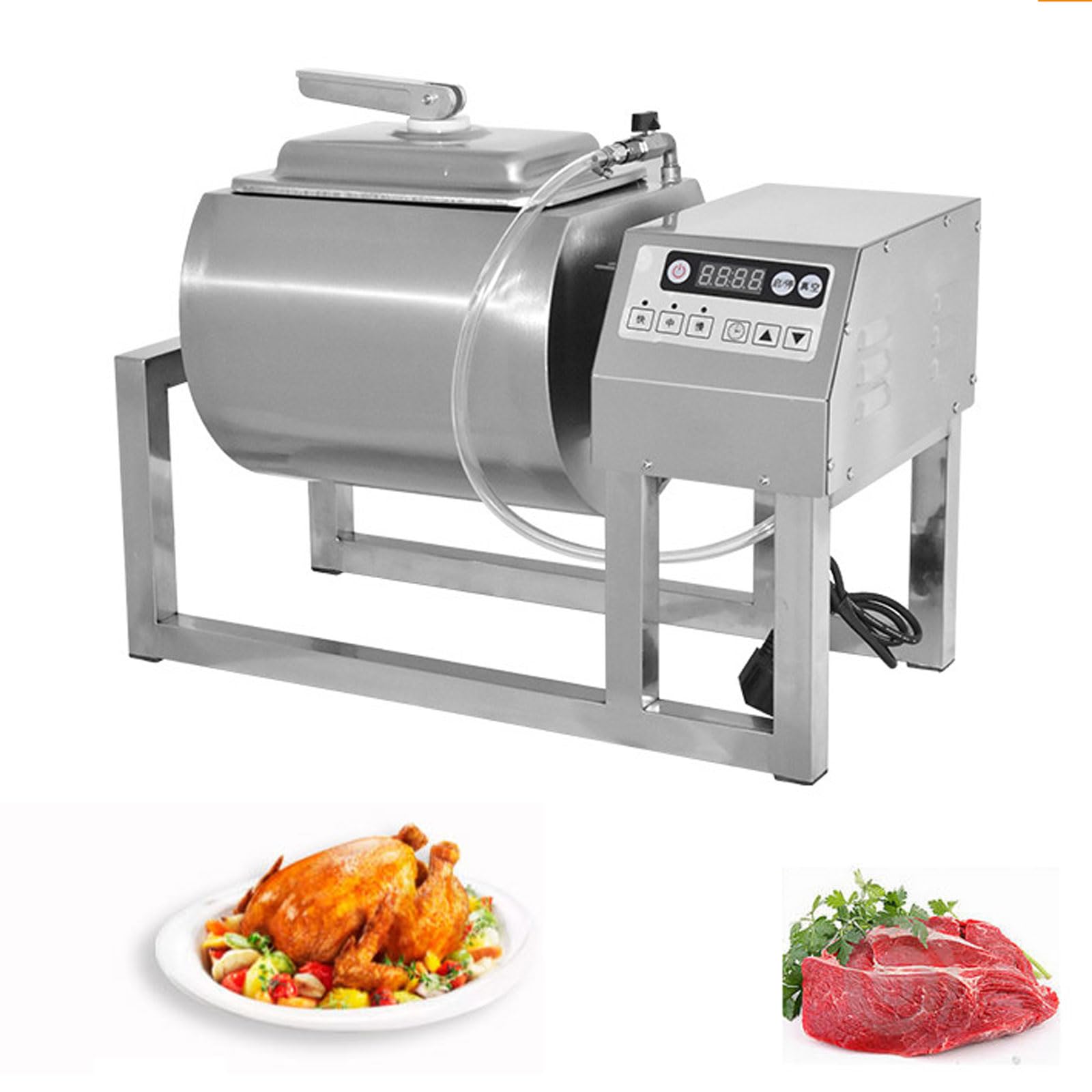 Vaso de carne al vacío comercial, máquina eléctrica giratoria de acero inoxidable con regulación de velocidad y función de temporización, para restaurantes, plantas de procesamiento, supermercados