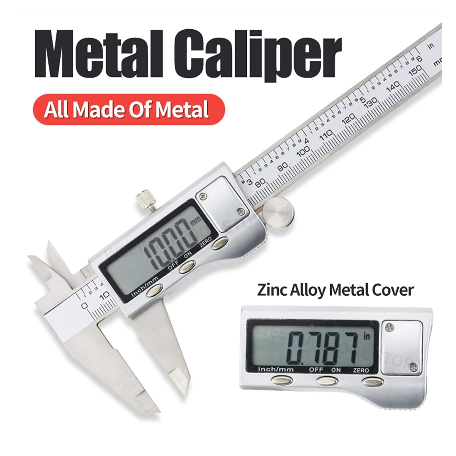 Calibro in metallo digitale Acciaio inossidabile Vernier Calibri elettronici Micrometro elettronico Righello Profondità Misuratore strumento 0-150mm,Precisione e chiarezza