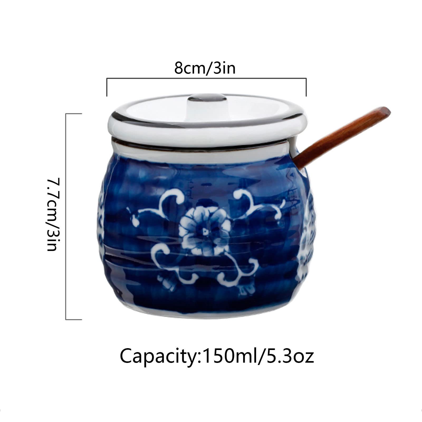 Tarro de especias de porcelana, azucarero, juegos de crema y azúcar, bote de crema y azúcar, tarro de azúcar con jarra de crema, juego for servir café, jarra de crema -Azucarero azul ( Color : Blue ,