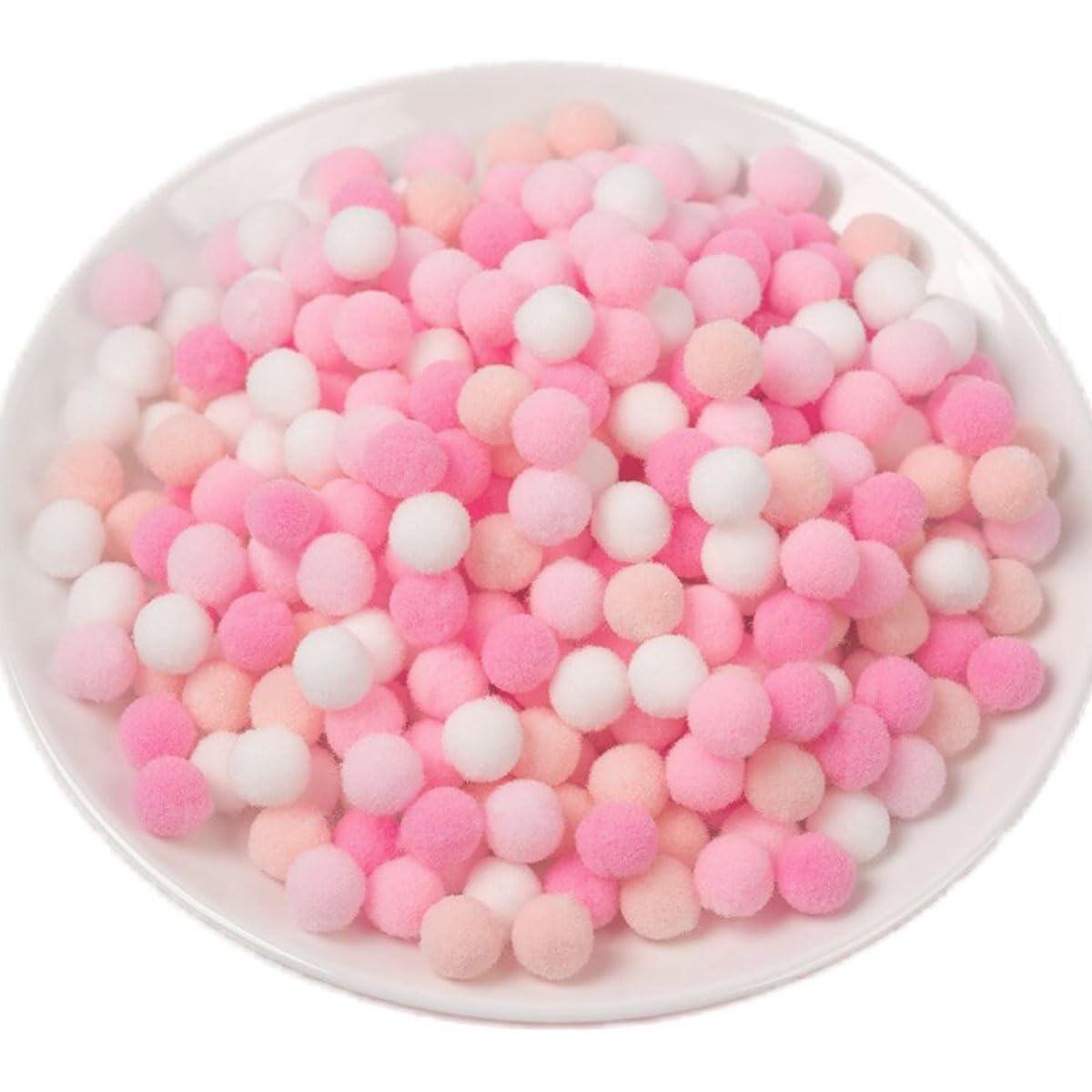 1000 Pieces Pom Poms Pink and White, 0.4 inch Small Craft Pompoms, Soft Fluffy Puff Balls for DIY Arts and Bulk Craft Making Decorations Supplies (