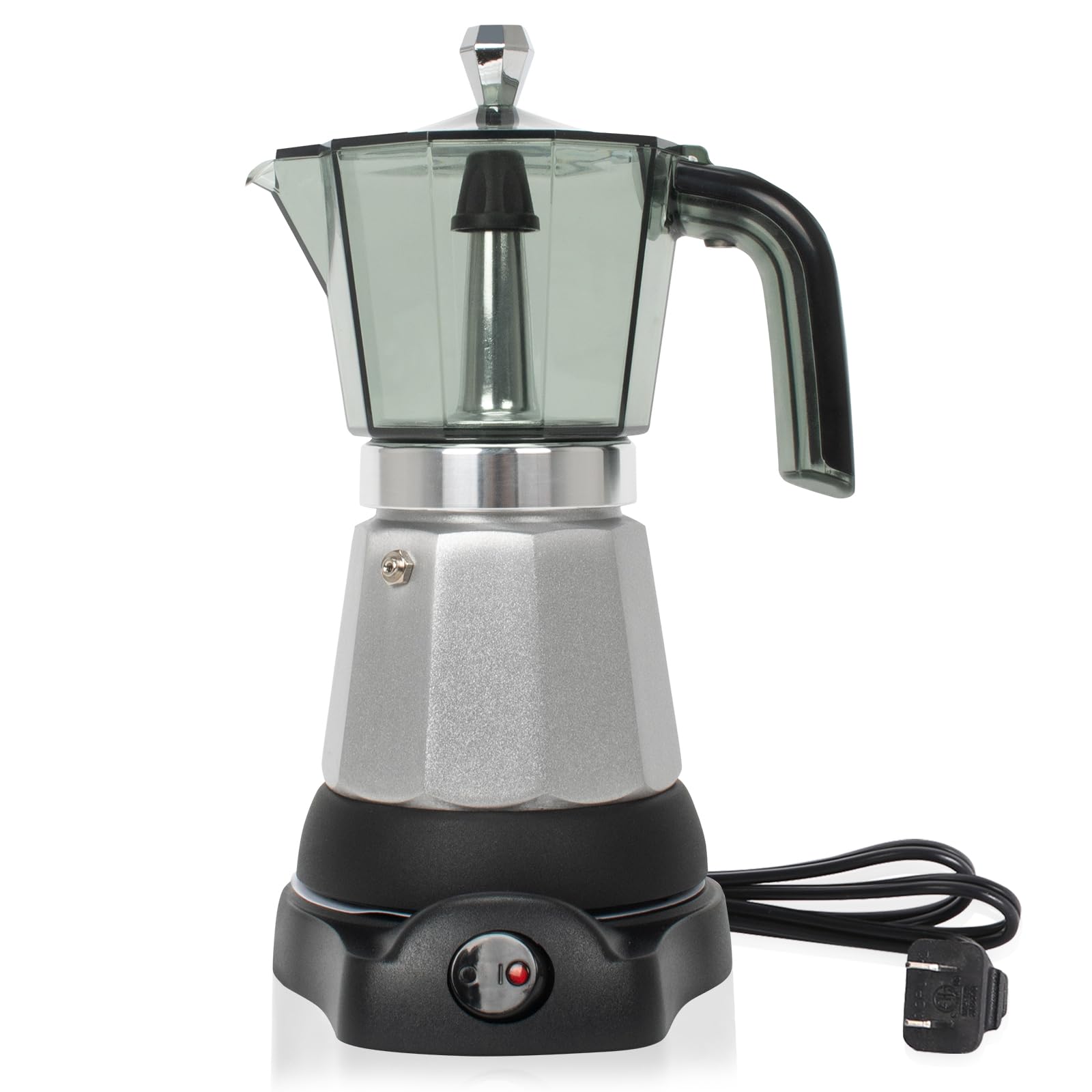 6 Cup Manual Espresso Maker, Small Espresso Machines for Home, Cuban Coffee Maker with Detachable Base & Overheat Protection,Cafeteras Electricas Modernas Moka Pot, Greca Electrica De Cafe Gift