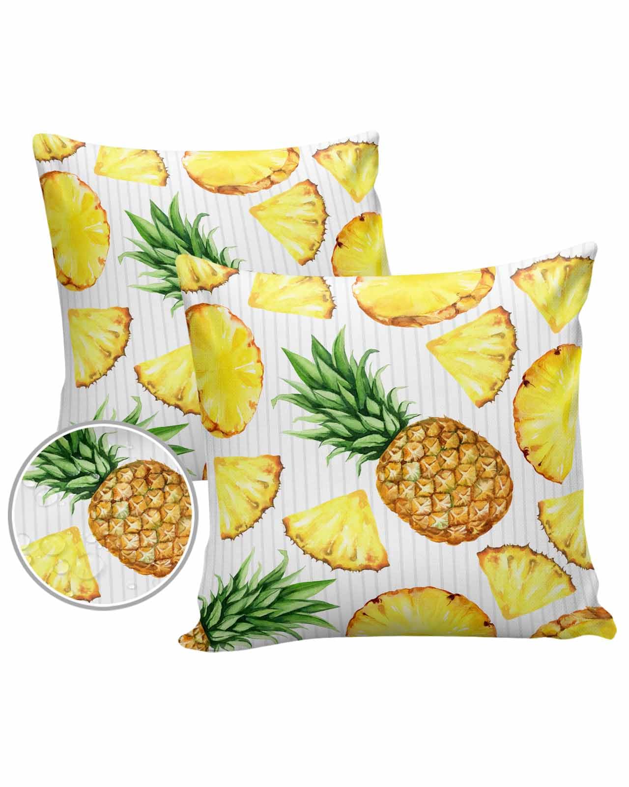 Exotic Pineapples Outdoor Pillow Covers Waterproof,All Weather Cushion Case Set of 2 Decorative Pillowcases for Sofa Couch Bed Decor Patio Furniture 18