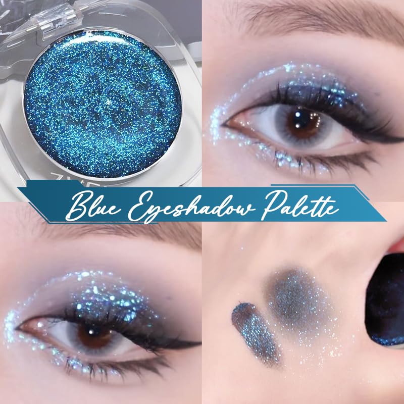 YUYUE-YY Glitter Cream Eyeshadow Palette, Shimmering Purple, Blue, Gold for Day & Night Eye Make-Up - Image 2