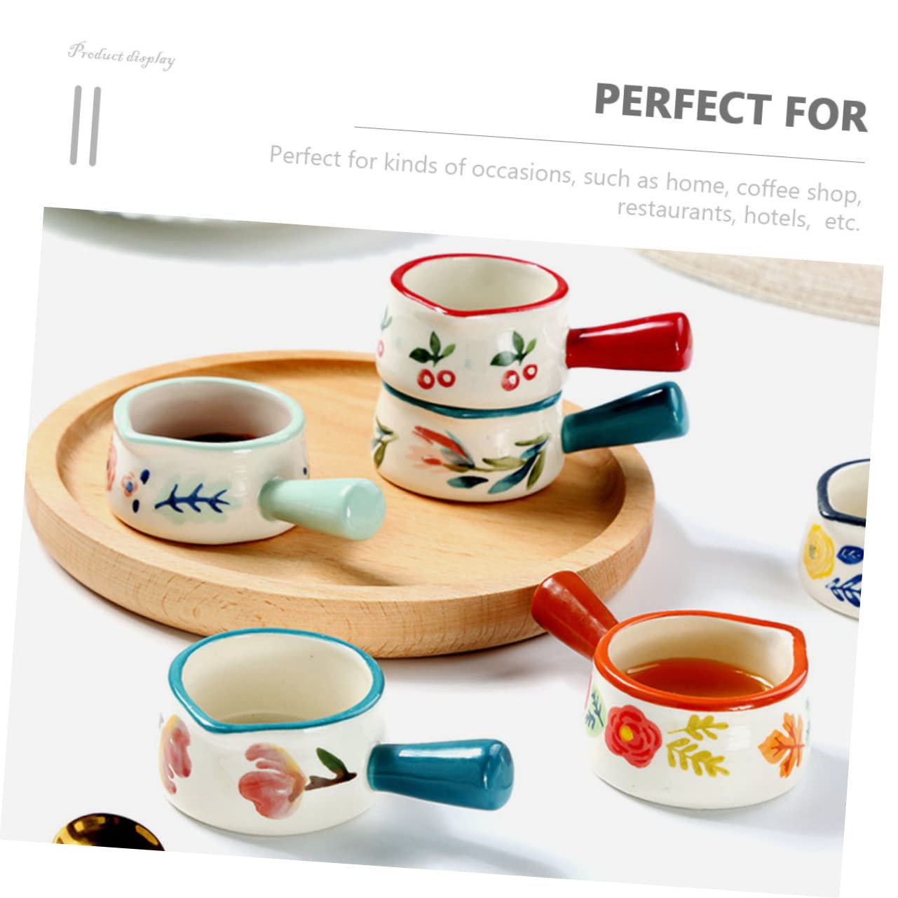 BESTonZON 6 Piezas Lechero Pequeño De Cerámica Jarabes De Cafe Cafetera Espresso Jarra De Jarabe De Arce Jarra De Crema De Leche Salsera Vinagre De Múltiples Fines Taza De Espuma De Leche