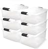 HOMZ 6-Pack Secure Latch, Clear Plastic Storage Organizer Bins, 64 Quart, Gray Latches - Stackable Container Boxes for Bedroom, Bathroom, Garage, and Office Organization