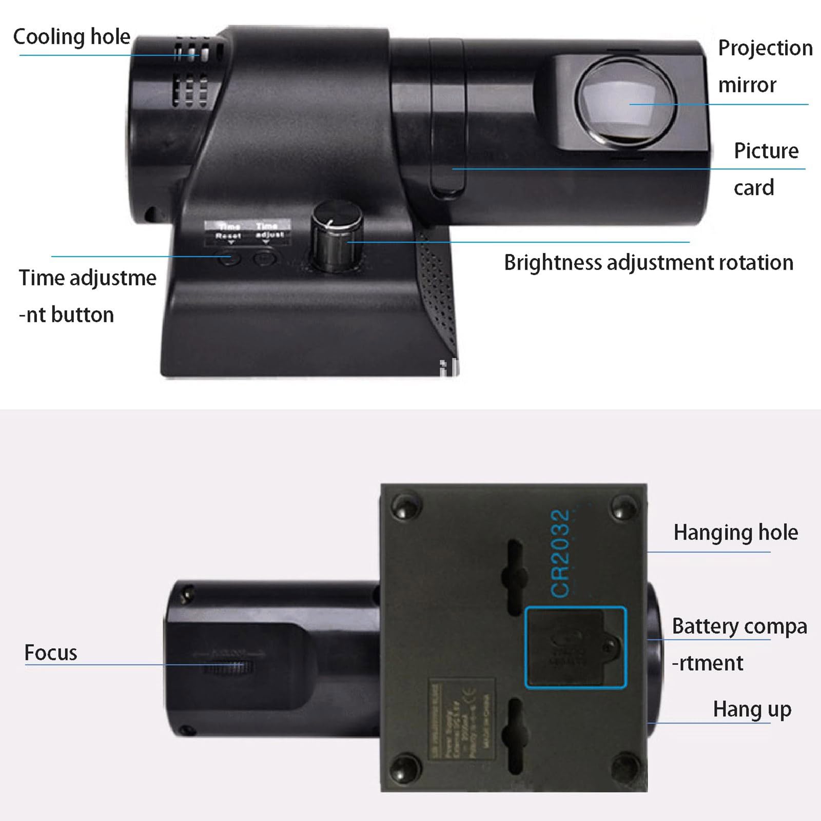 Reloj de proyección analógica LED con control remoto y diapositivas coloridas, números conmutables para dormitorio, sala de estar, reloj de gestión de tiempo