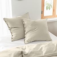 Vista 36 de Simple&Opulence - Juego de funda de edredón 100 % lino, 2 piezas con cierre de botón de coco, de lino francés lavado, color liso, suave