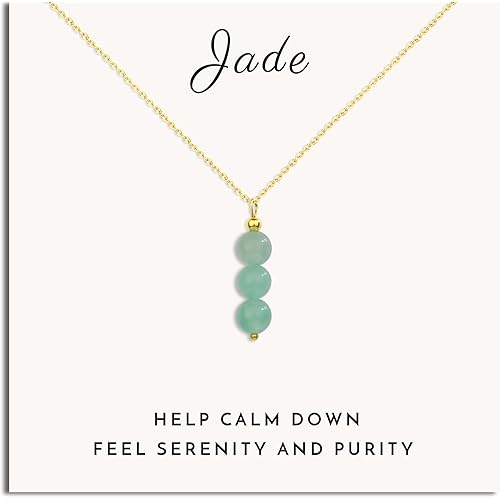 SmileBelle Jade Necklace for Women, Healing Crystal Necklace With Jade Beads, Green Necklace Crystal Pendant Necklace as Birthday Gifts Ideas for Adults Women, Jade Jewelry as Crystals Gifts