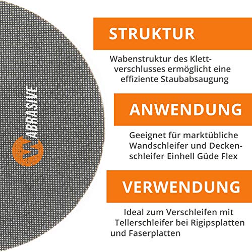 Slijpschijven 225 klittenband 80 | 25 stuks | schuurrooster korrel 80 | slijpschijf voor plafondslijper… - Afbeelding 8