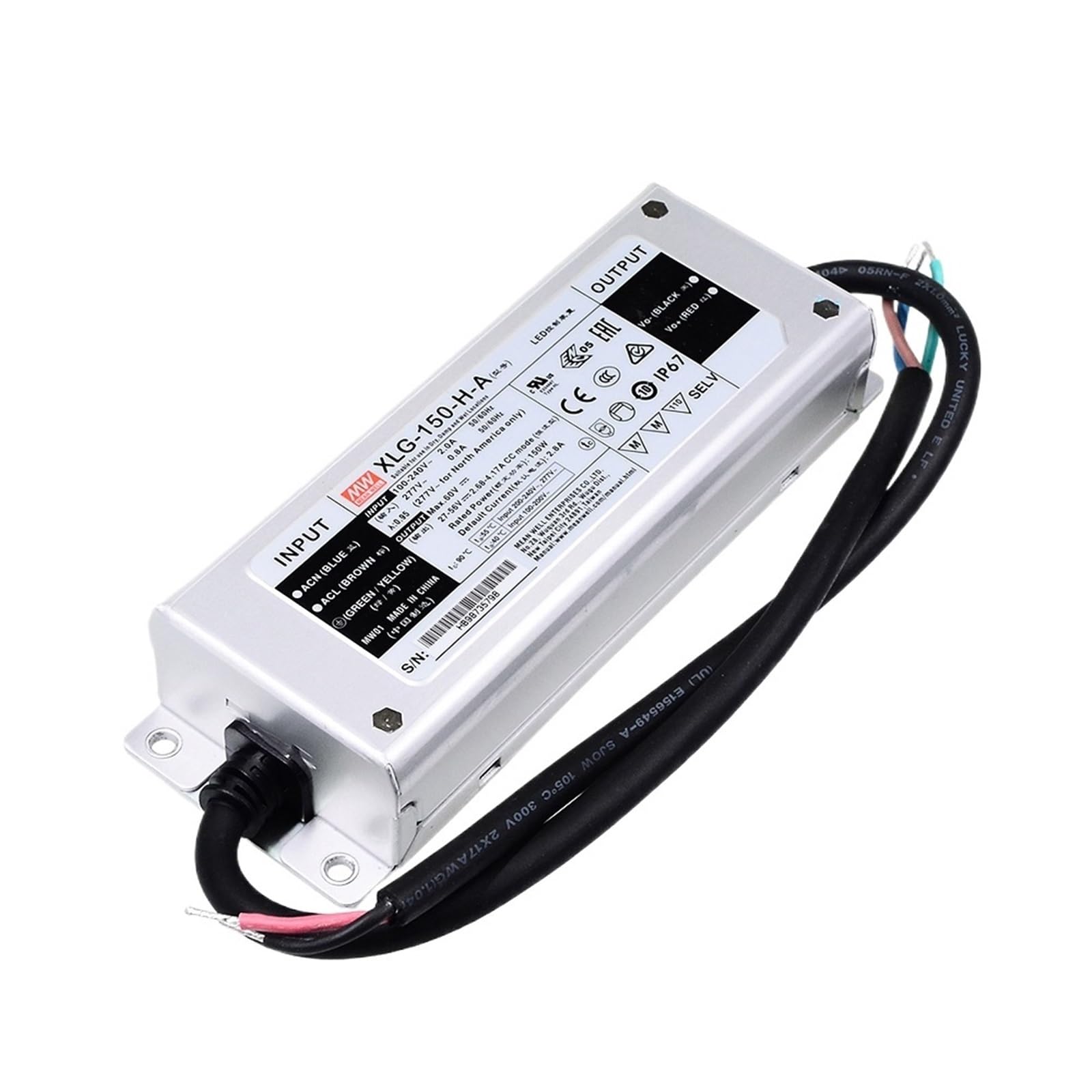 FCARUMIQP XLG-150 12V 24V 27-56V 2700mA 1400mA 2800mA Constant Power LED Driver IP67 150W Adjustable Supply XLG-150-H-AB(Xlg-150-h-a)