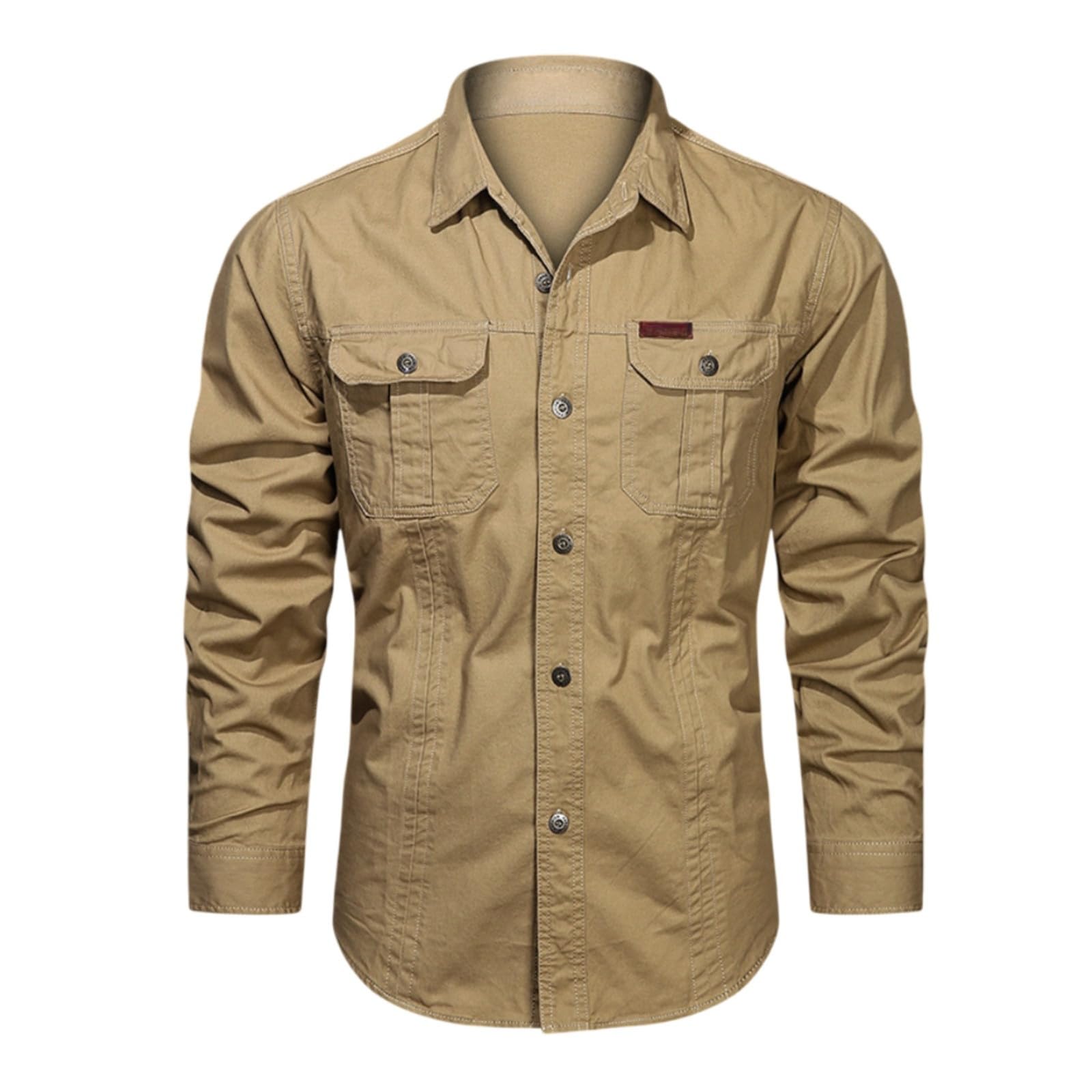 Chemise Homme, Boutonnée À Manches Longues pour, Couleur Unie, Style Décontracté, Idéal pour L'extérieur, Collection Automne, Style Décontracté Urbain