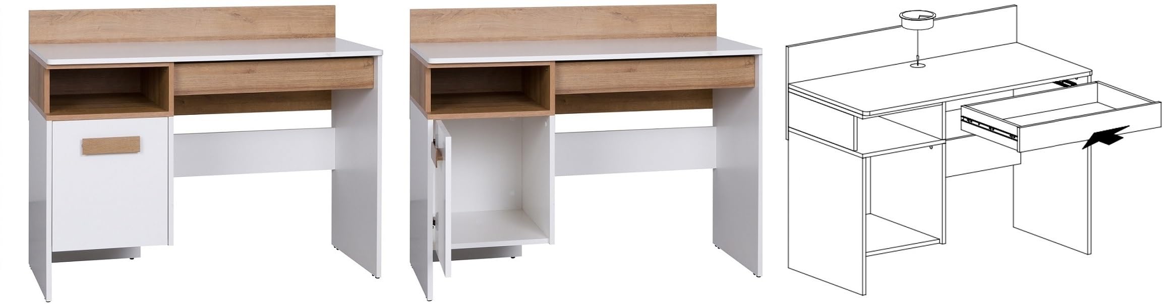 Grant Möbelset Set 30, Kleiderschrank, Schreibtisch, Regale, Jugendzimmer