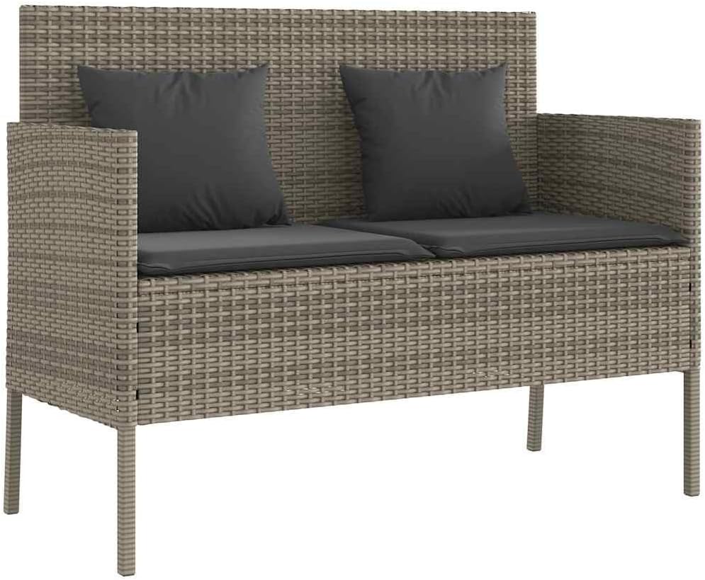 Garden Bench with Hidden Storage, 2 Seater Outdoor Patio Seat, Durable Poly Rattan Furniture for Garden, Backyard, Porch, Deck, 44.5 x 24 x 34.3 Inches