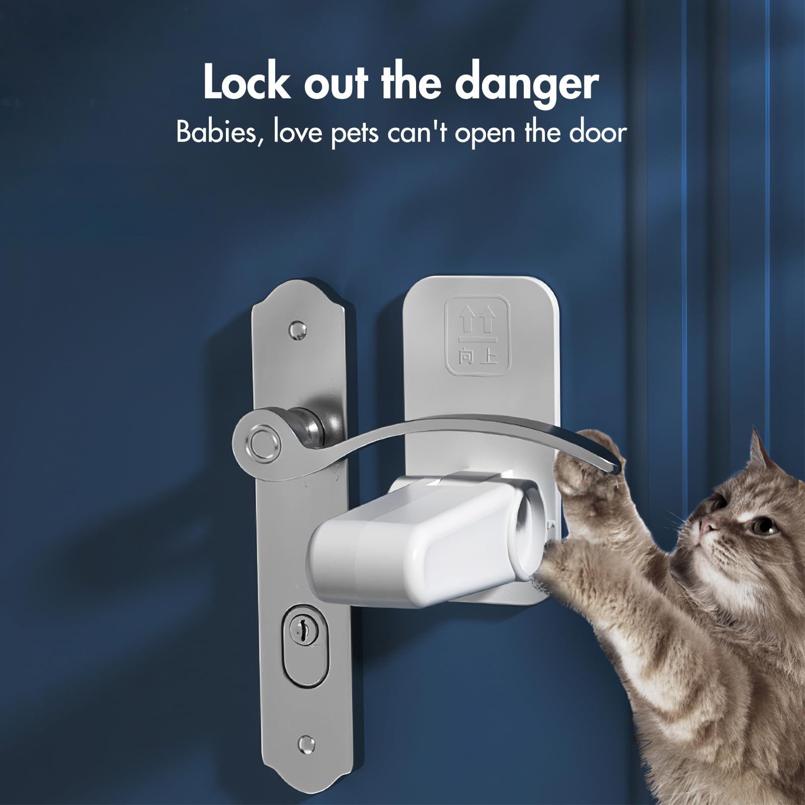 Jasfyee Door Handle Lock, 2pcs Door Lock Without Drilling,Child Door Lock with No Tools Need Or Drill - Image 3