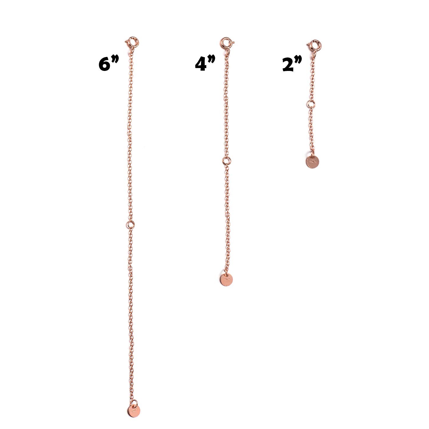 LONAGO 3 STÜCKE 925 Sterling Silber Halskette Extender Kette Armband Extender für Schmuckherstellung