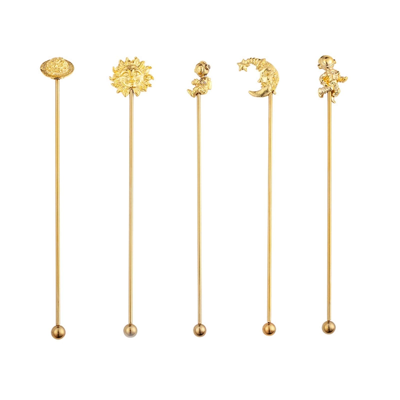 Cucharas de Postre Coffee agitando el palillo Creativo Acero Inoxidable Swizzling Stick Fruit Leche Tea Leche Cocktail Bebida Remitente Reutilizable ​Cucharas de Cóctel (Color : A)