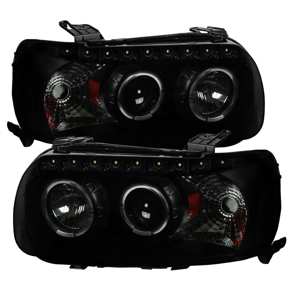 Carpartsinnovate Fits 05-07 Ford Escape Black Smoke Dual Halo Projector Headlights+SMD LED Strip