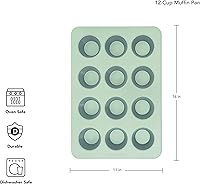 Vista 44 de KitchenAid Molde antiadherente de acero aluminizado para magdalenas de 12 tazas, color plateado