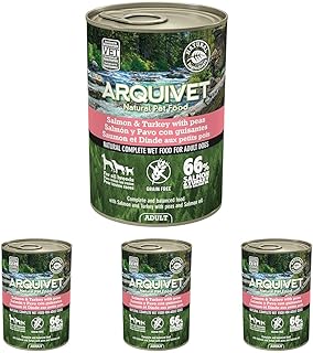 Arquivet Adult Salmon & Turkey with Peas & Salmon Oil, 400g Pack of 4