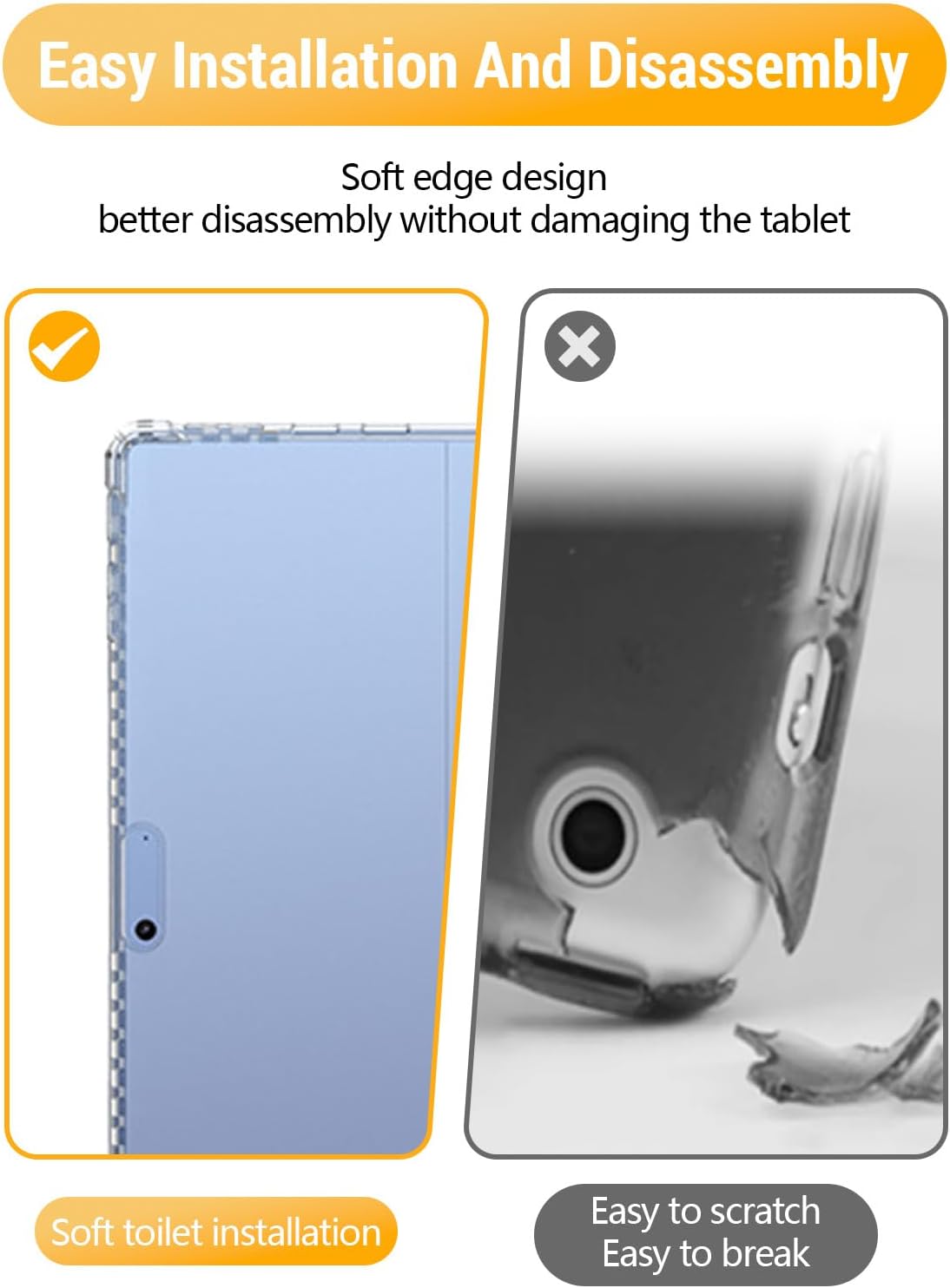 Clear Case for 13" Microsoft Surface Pro 8/9/10/11, FJIASTB Flexible TPU Shockproof Cover with Airbag for Windows Tablet, Lightweight (Transparent) - Image 3