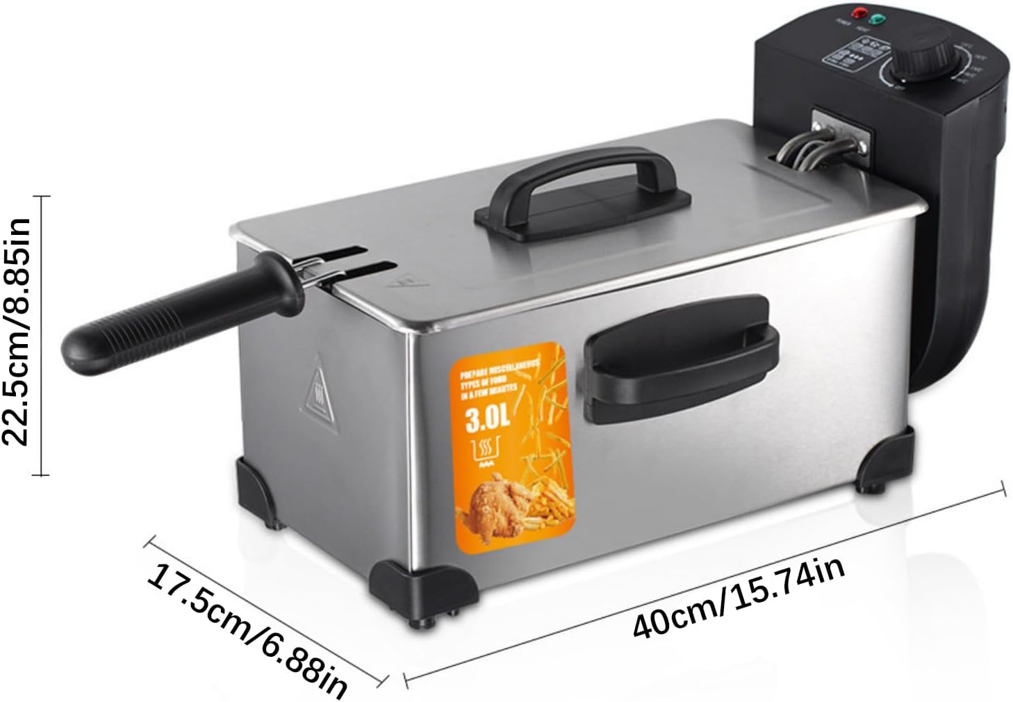 Practical Easy Design Electric Fryers with Detachable Part and Precise Temperature Control 3L Capacity Compact Electric Fryers for Family