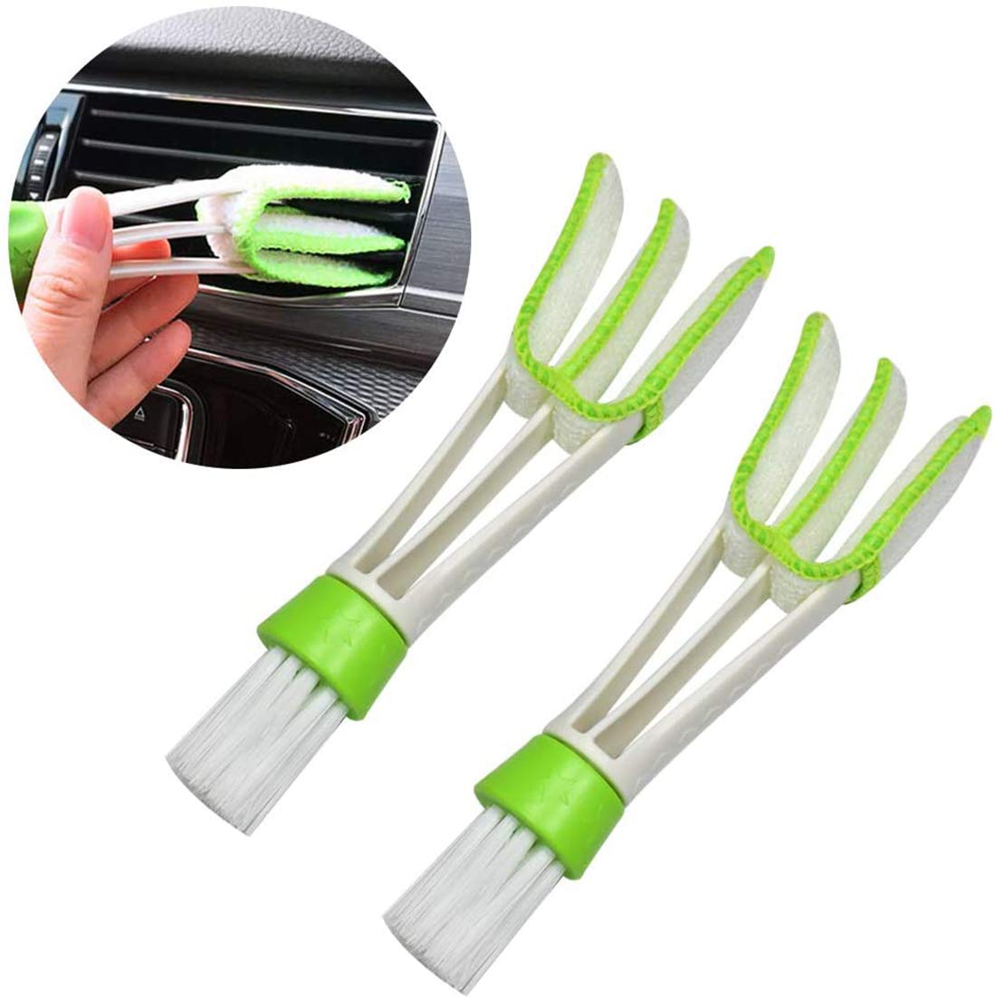 TALITARE 2 Microfiber Sleeves Blinds Multifunction Cleaning Brush for Car Air Vent