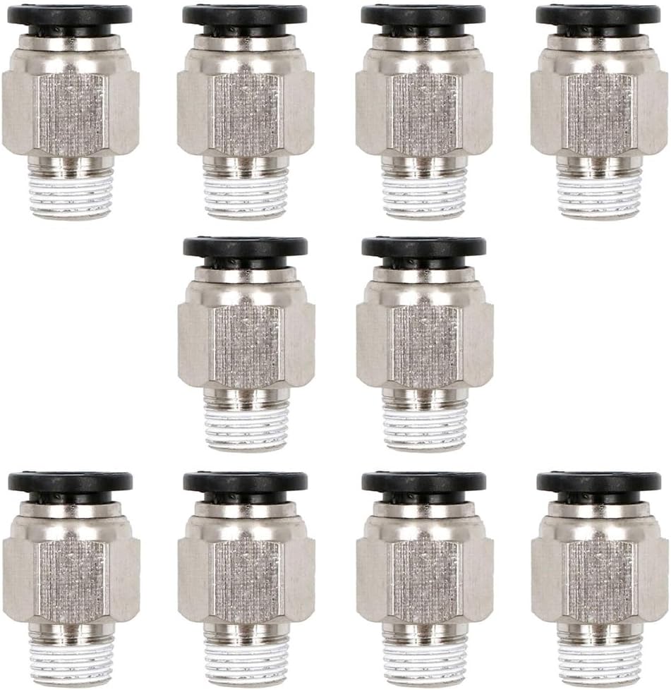 Pneumatic Push to Connect Fittings Male Straight PC 5/32 Inch Tube OD x 1/8 Inch Thread Push Lock Fittings (Pack of 10)