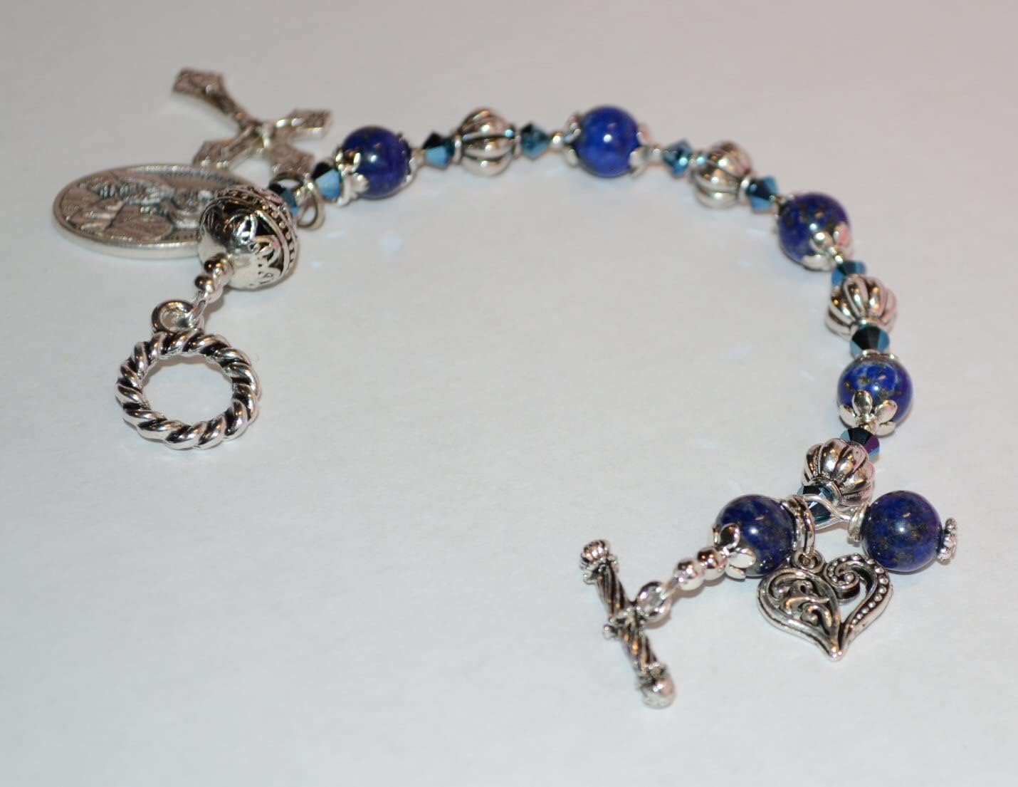St. Teresa of Calcutta Rosary Bracelet in Lapis Lazuli, Rosary Bracelet, Choose Saint, Charm & Wrist Size, Catholic Rosary, Lapis Bracelet