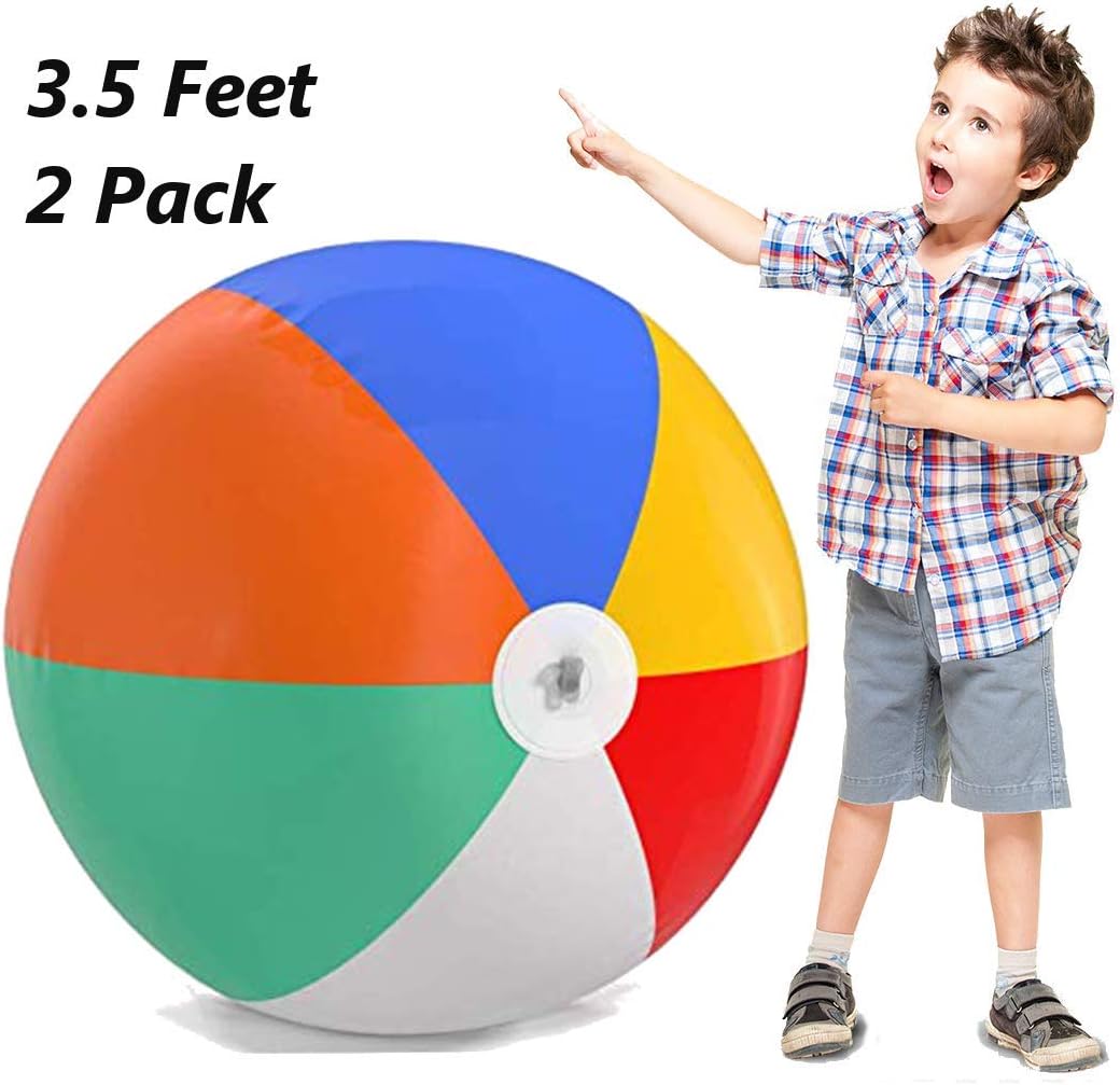 Inflatable Multicoloured Rainbow Blow Up Large and Small Beach Balls