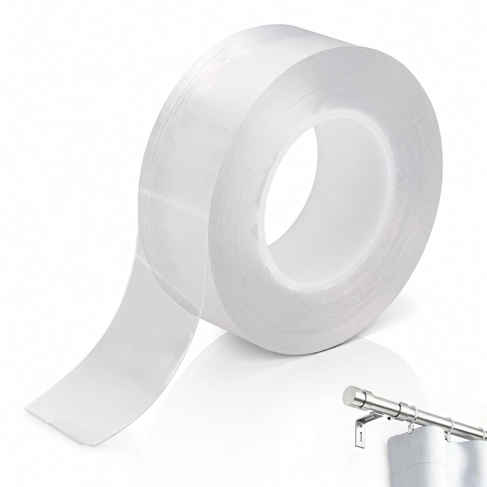 Curtain Drapery Ring Glide Tape, Silent Smooth Glide Header Tape for Tape with Anti-Catch Structure for Curtain Poles, Total Length 5m / 196 Inch