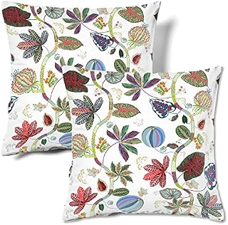 HMS Happy Memories Bohemian Flower Boho Floral Velvet Cushion Cases Square Decorative Throw Pillow Cover 45x45cm(18x18 Inch) Set of 2 for Couch Sofa Bed Living Room Bedroom (Color 11)