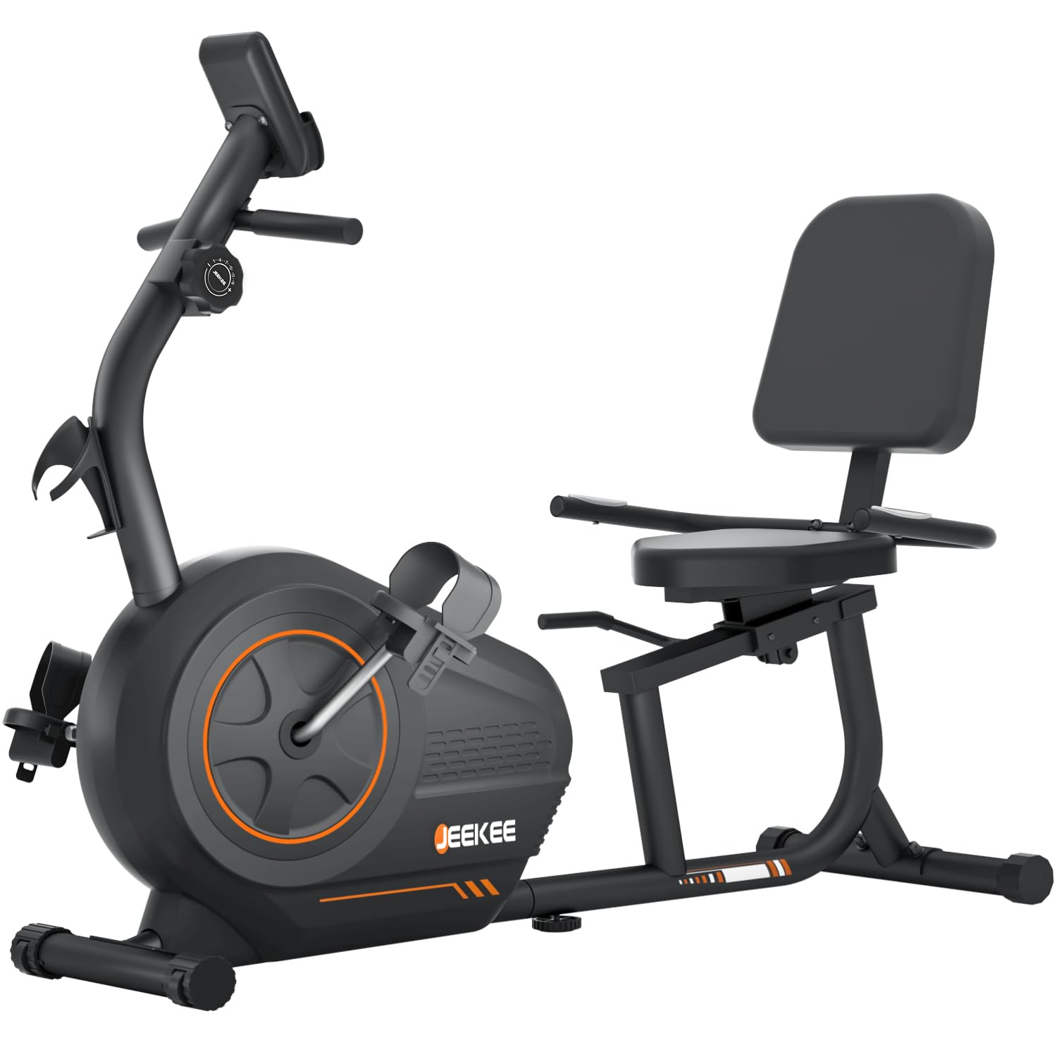 JEEKEE Recumbent Exercise Bike for Seniors,Stationary Bikes for Home, 300LB Capacity & 16 Levels Magnetic Resistance, Heart Rate Handle