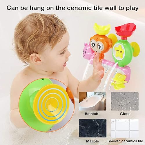 Miniatura 9 de G-WACK Juguetes de baño para niños pequeños de 1, 2 y 3 años, juguetes de agua para tina de bebé recién nacido, juguetes de agua interactivos
