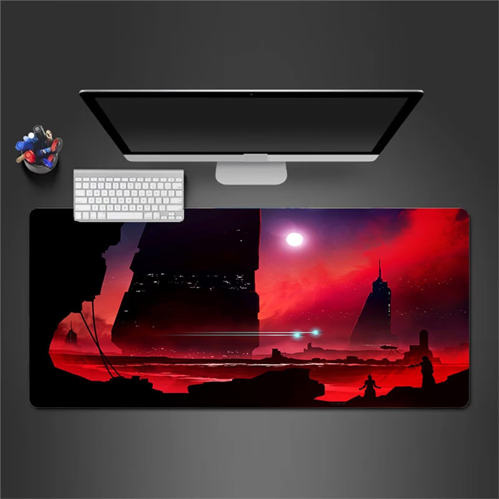 Podkładka pod mysz XXL do gier fantastyczny krajobraz duża podkładka pod mysz, 1200 x 600 x 2 mm mata na biurko do gier, z antypoślizgową gumową podstawą do biura/domu