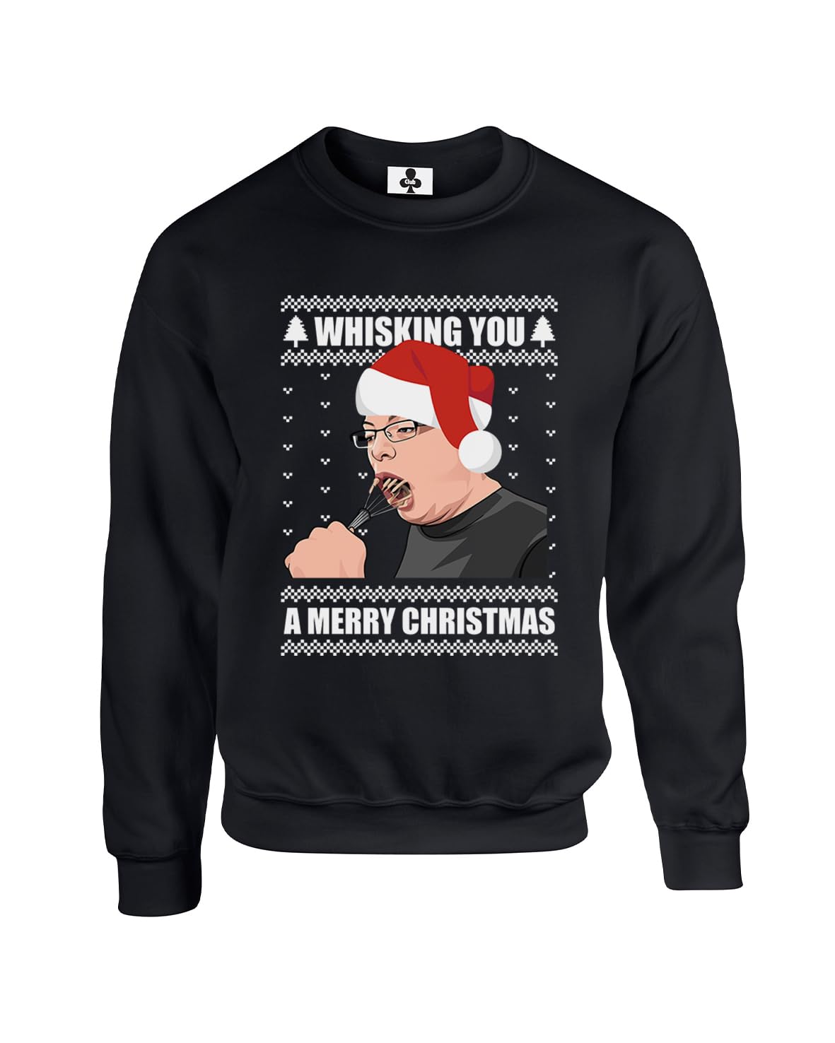 New Spirit Original Unisex Black Whisking You A Merry Christmas, Xmas Festive Iconic Meme Novelty Silly Joke Ugly Weird Funny Adults Sweatshirt Jumper