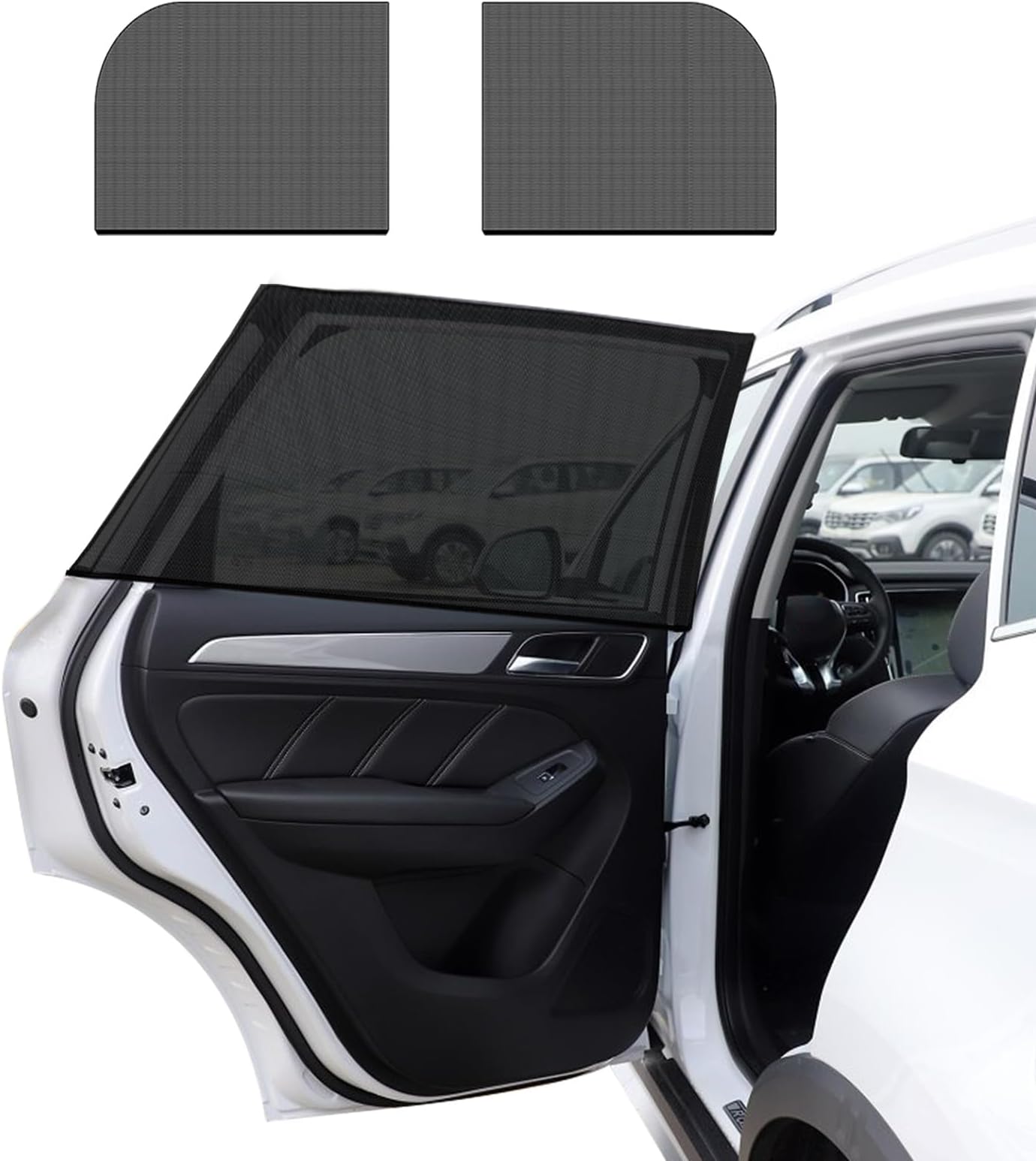 2 PCS Car Window Shades, Auto Front Rear Side Window Sun Shades for Block Heat & UV Protection, Breathable Mesh Baby Window Screen Covers, Universal Car Accessories (SUV Back)