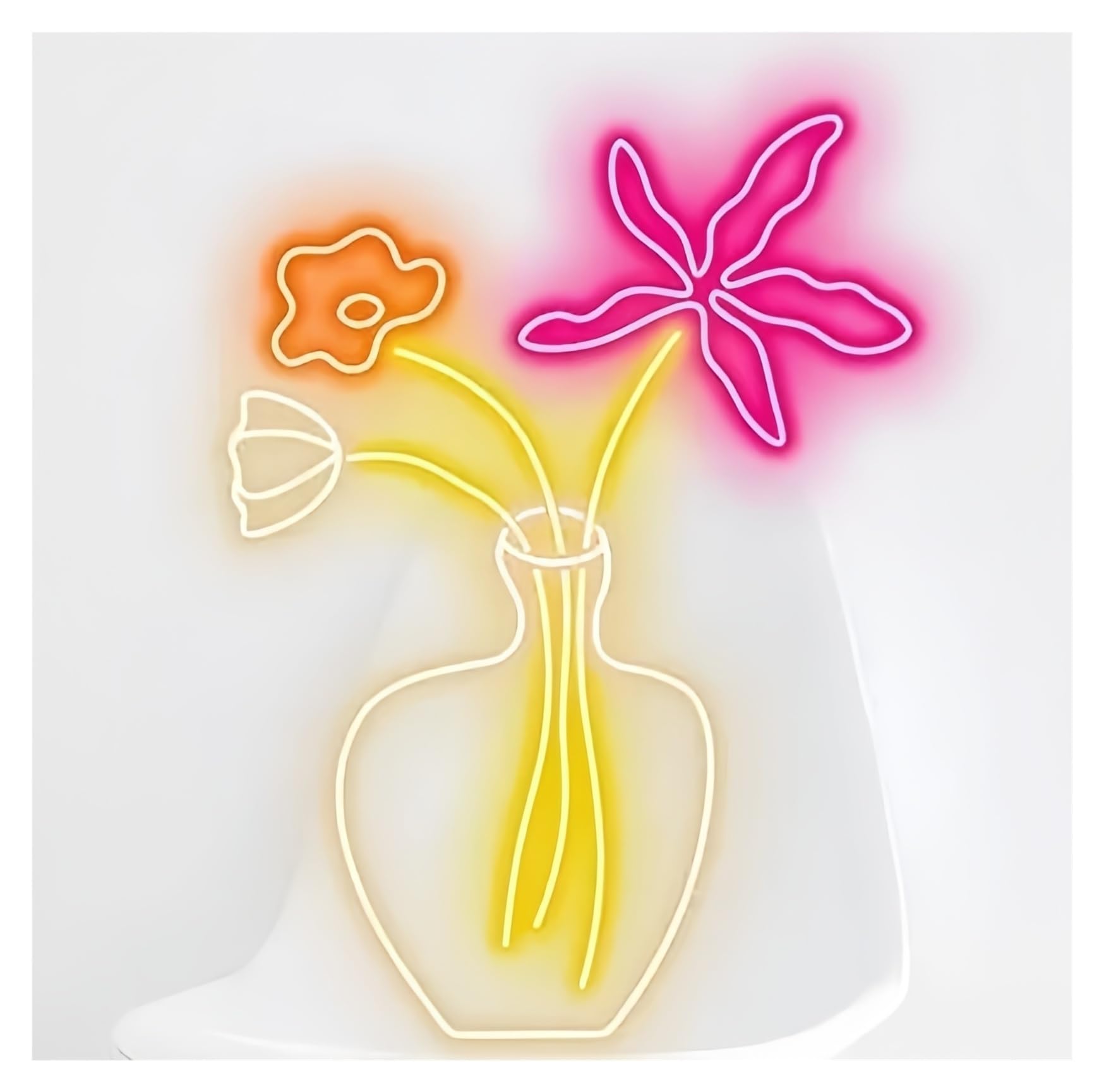 SHOUXI Sign Lamp Plants Neon Sign, Cute Art Plant Home Decor, Flower Shop Window Display 50cm(J)