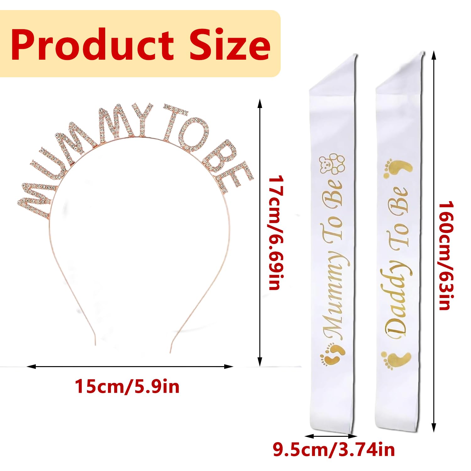 3pcs Mummy To Be Sash, Daddy To Be Sash, Baby Shower Sash Mummy To Be, White Shoulder Strap - Image 2