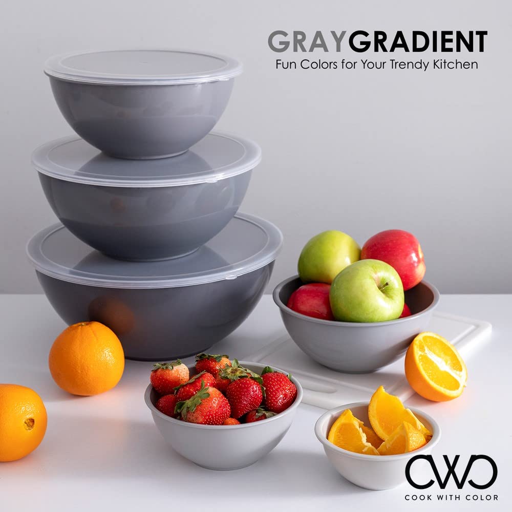 COOK WITH COLOR Plastic Mixing Bowls with Lids 12 Piece Nesting Bowls