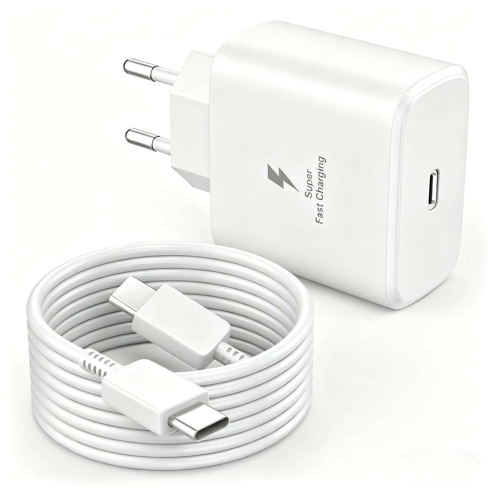 für Samsung Schnelles Ladegerät 45W USB C Netzteil kompatibel mit Samsung Galaxy S25/S24 Ultra/S24+/S24/S23 Ultra/S23/S22/S21/S20, Note, Z Fold 6/Z Flip 6/Tab S9(2 Meter Schnellladekabel