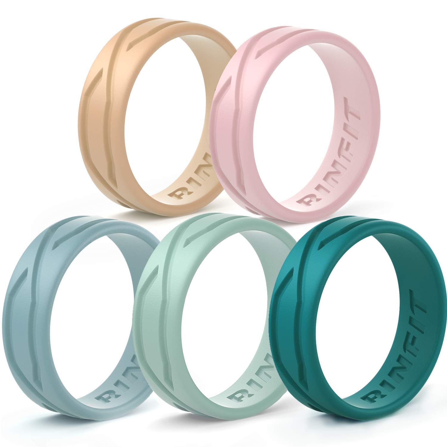 Rinfit Silicone Rings for Women 6mm Wide, 2mm Thick and Men 9mm Wide, 2.2mm Thick - Rubber Wedding Bands - 4Love Collection Patented Design