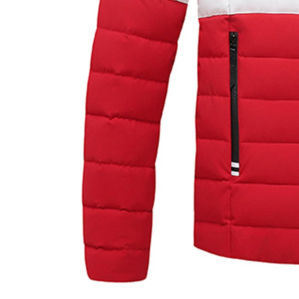 JEsilunmaMY Men's Color Block Parka Puffer Jacket Detachable