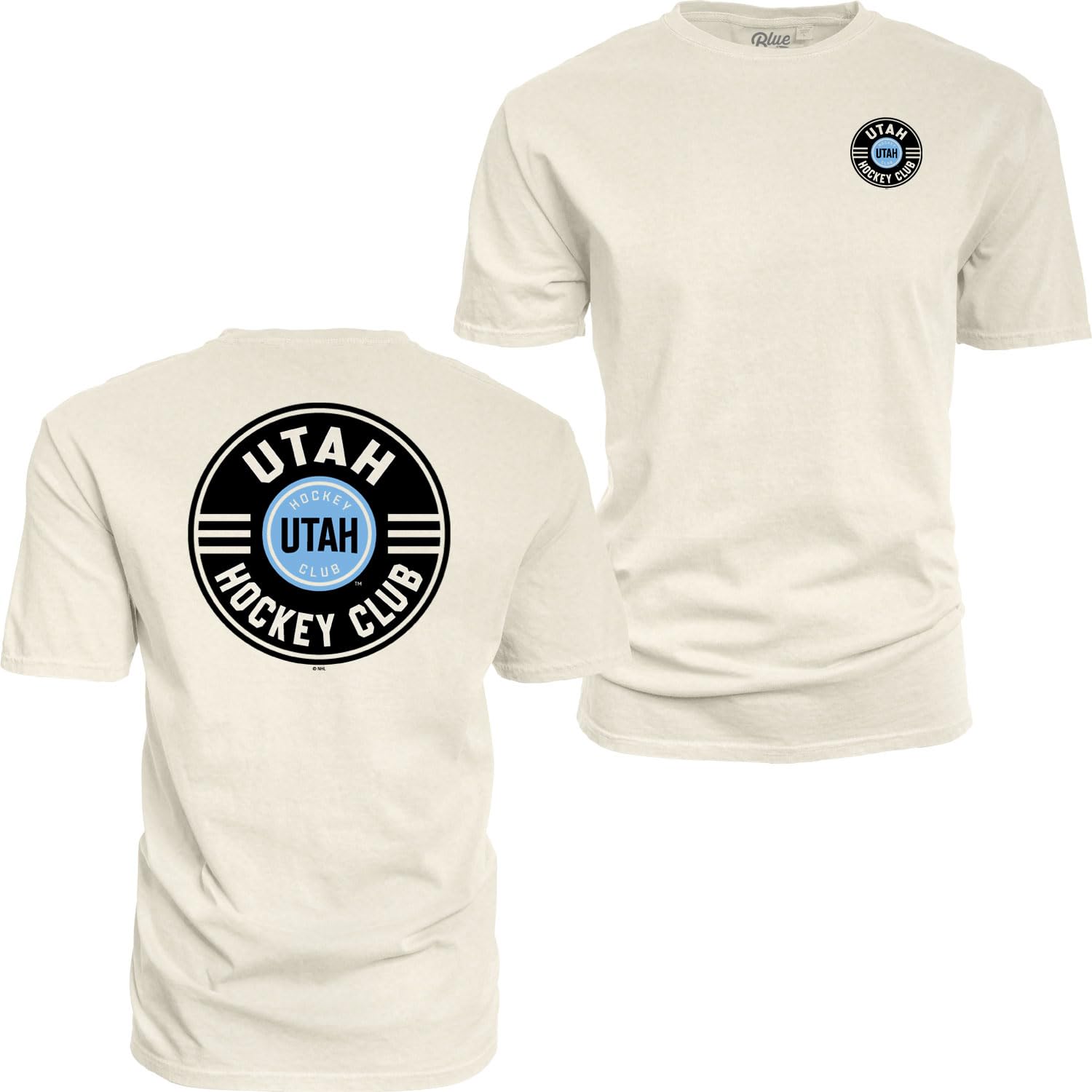 Blue 84 NHL Officially Licensed T-Shirt Ringspun Front/Back Ivory Puck