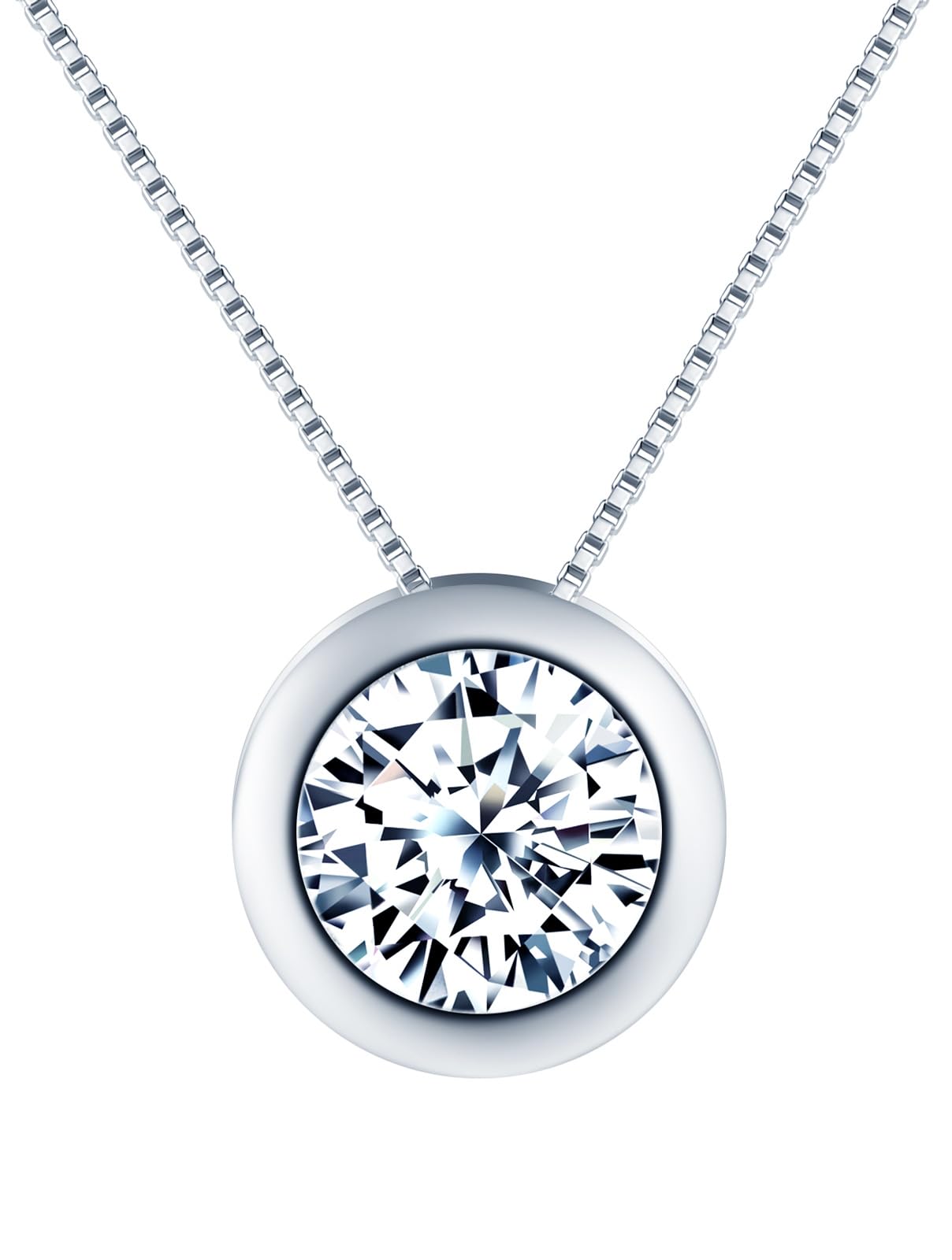 feilok Rotondo Sparkle Zirconia Pendente Collana Donna Argento 925