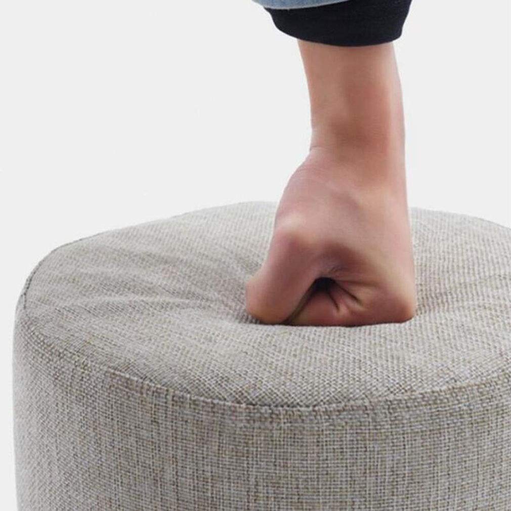 Tabouret pouf nordique en bois de hêtre et lin amovible A01