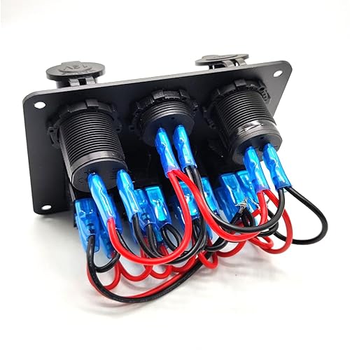 Miniatura 4 de Interruptor de panel combinado de 4 bandas, montaje estilo barco para caravanas, caravanas, vehículos recreativos, automóviles con encendedor de