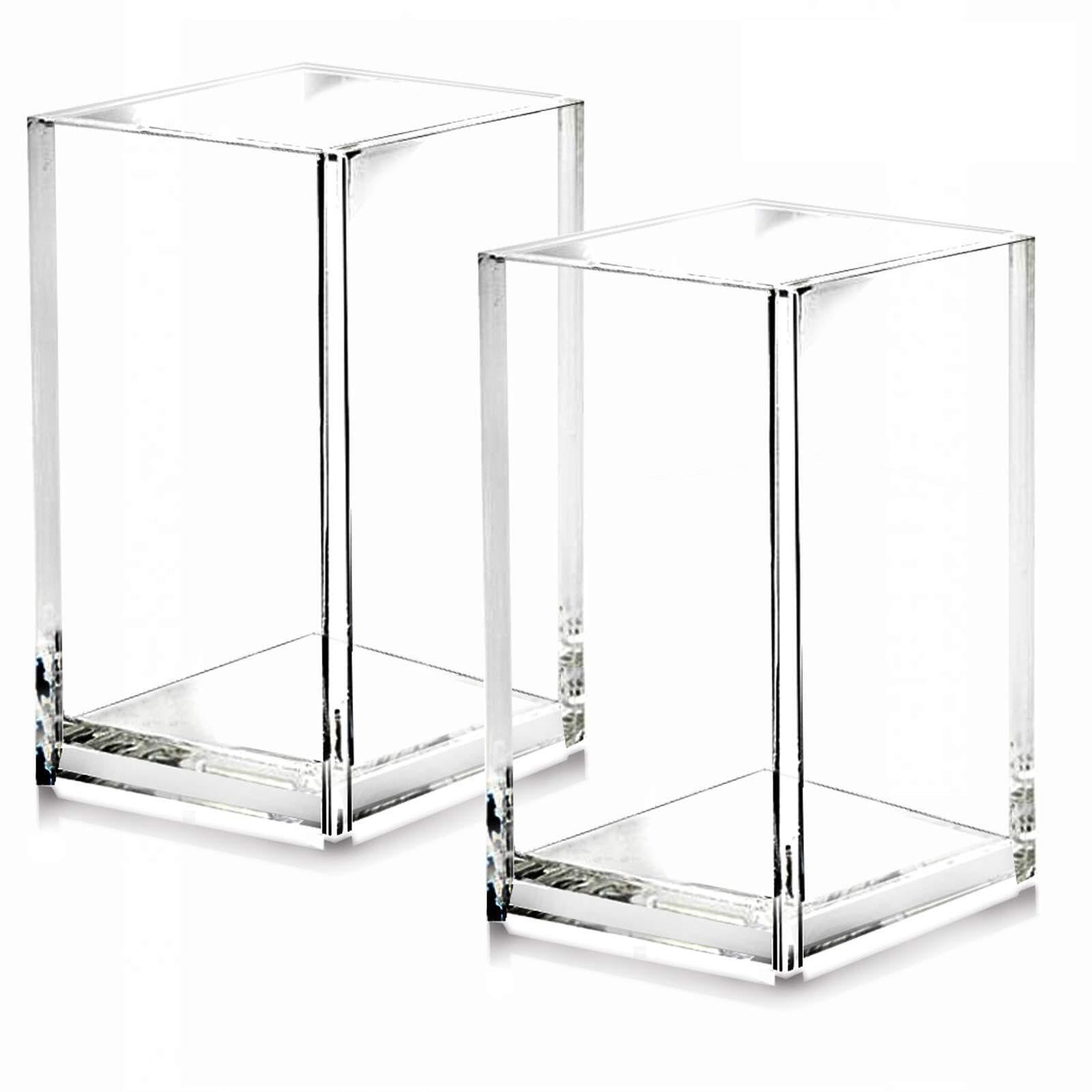 SAGELSHN Pen Holder Office Supplies Clear Acrylic Pencil Pen Holder Cup Makeup Brush Storage Organizer For Home Desk Organizer