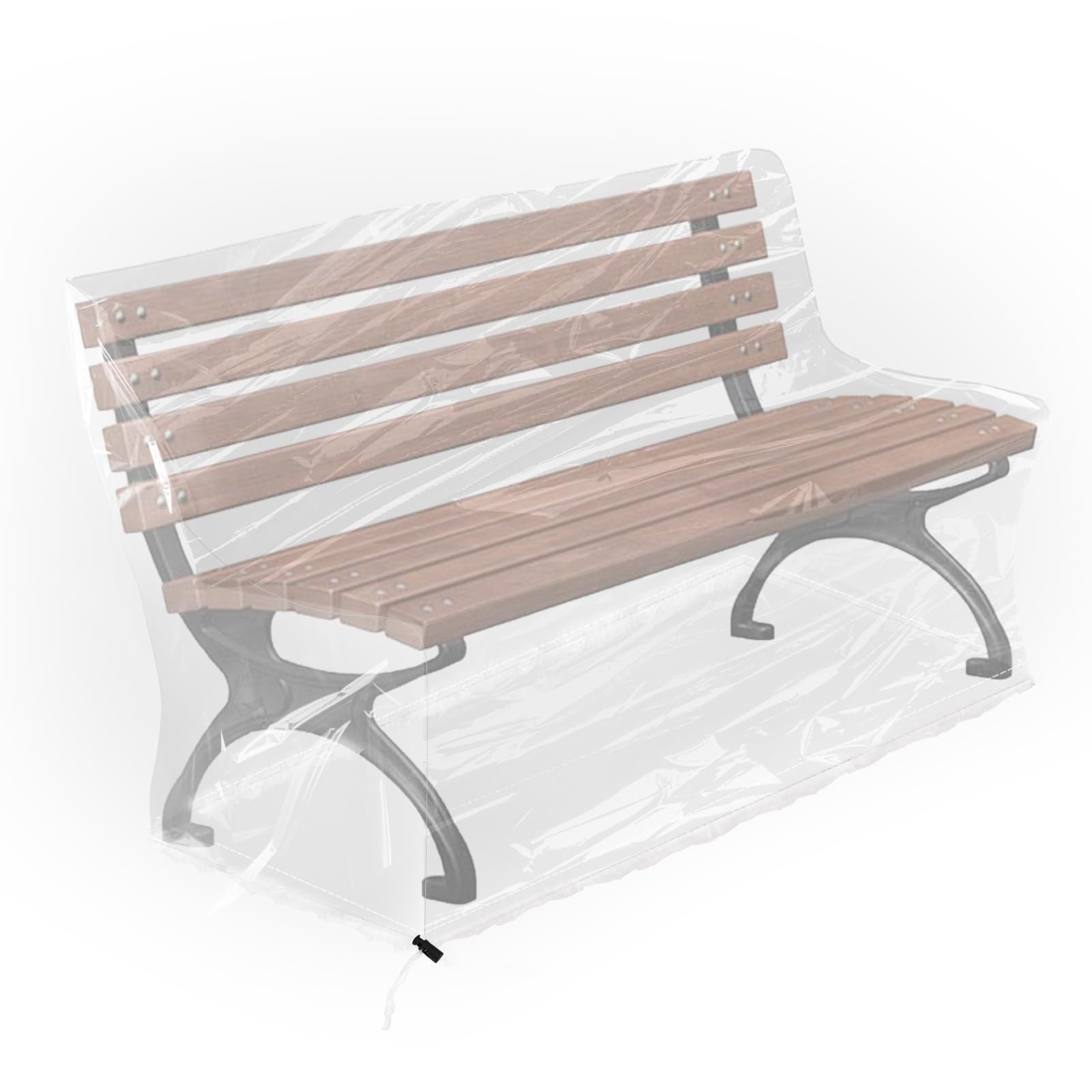 Lona protectora para banco de jardín de 3 plazas, transparente, con cordón, cierre de cordón, fundas de polietileno, 160 x 80 x 75 cm, para banco de jardín, protección contra la lluvia