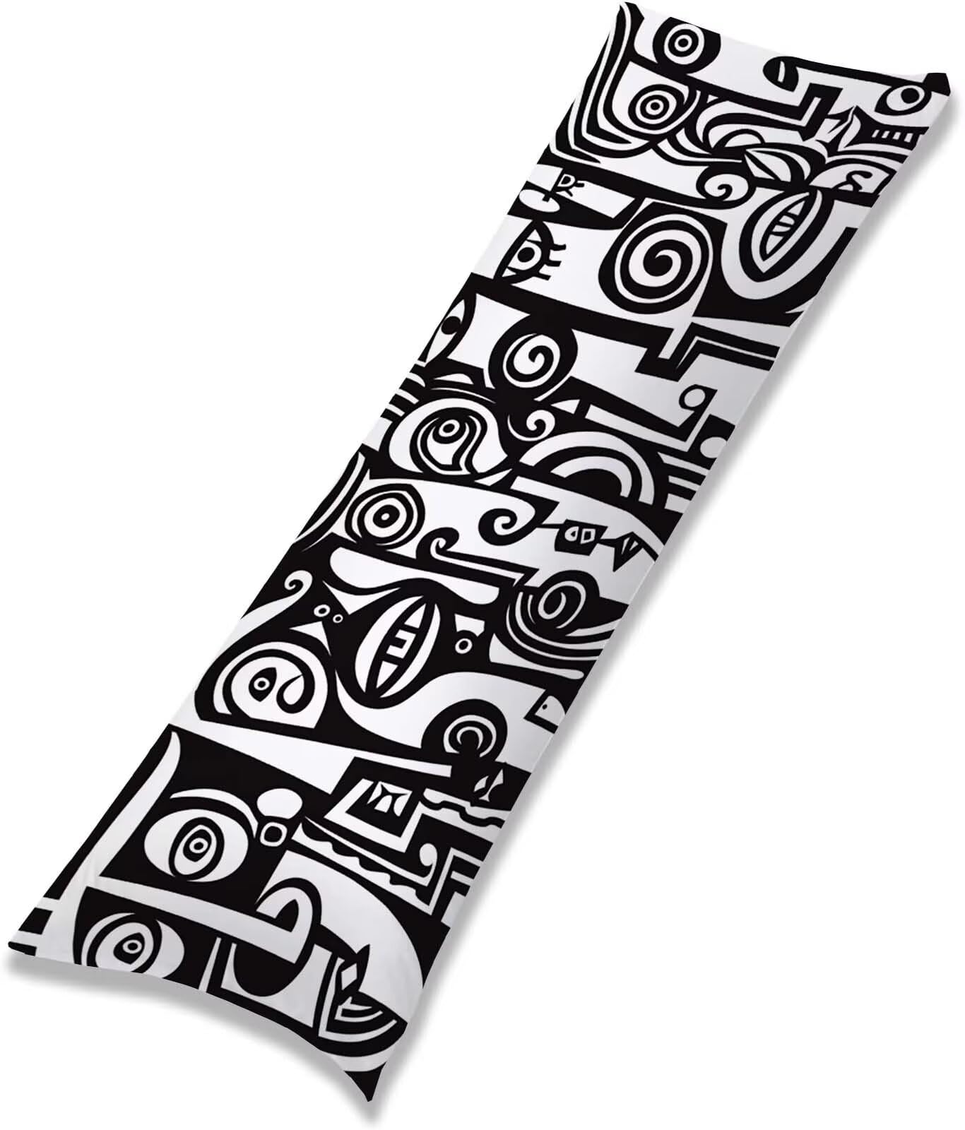 Nero-4 Federe Cuscino Letto 50 x 150 cm, Grande Cuscini per Divano Lino, | Doppia Faccia Stampa, Abstract-2 Fodera per Cuscino Decorativa, con Cerniera, Cuscino per Dormire Sul Fianco j-188