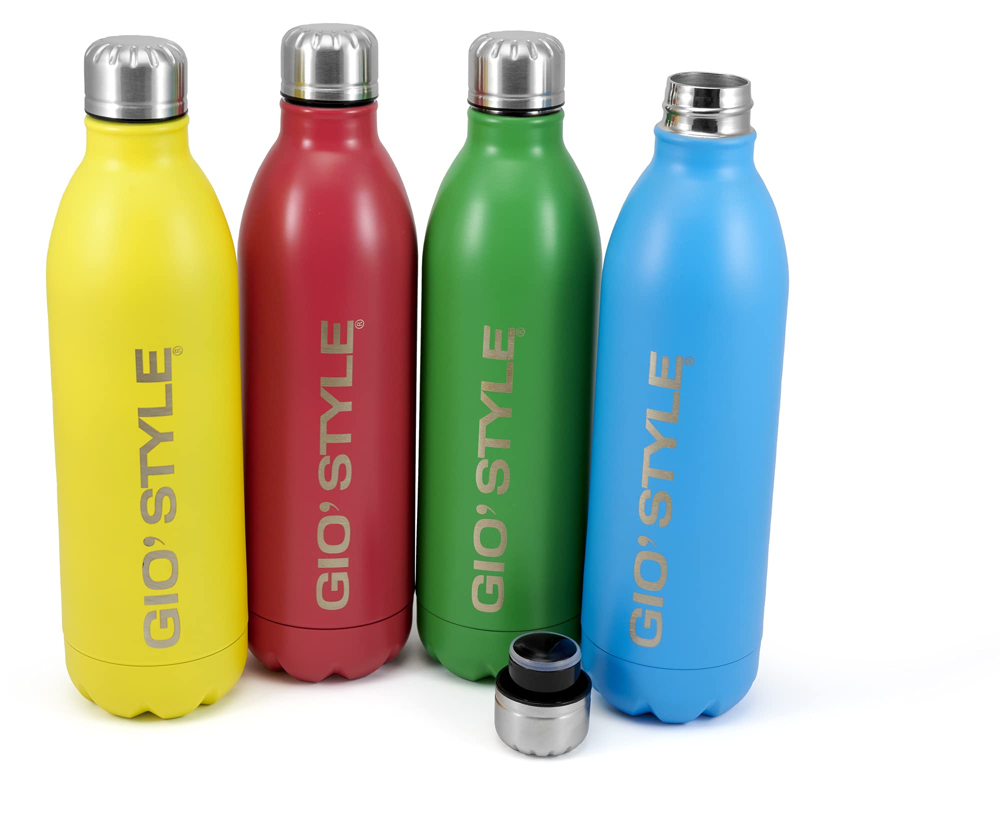 Gourde GIO'STYLE En Acier Inoxydable 750 Ml - Couleurs Fluo (fuchsia, Jaune, Vert, Bleu) - Fermeture Hermétique